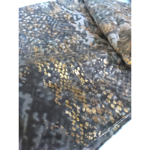 Maurice's Scarf Rectangle 72 X 20 Gold Metallic Green Gray Snake Print - Picture 6 of 11